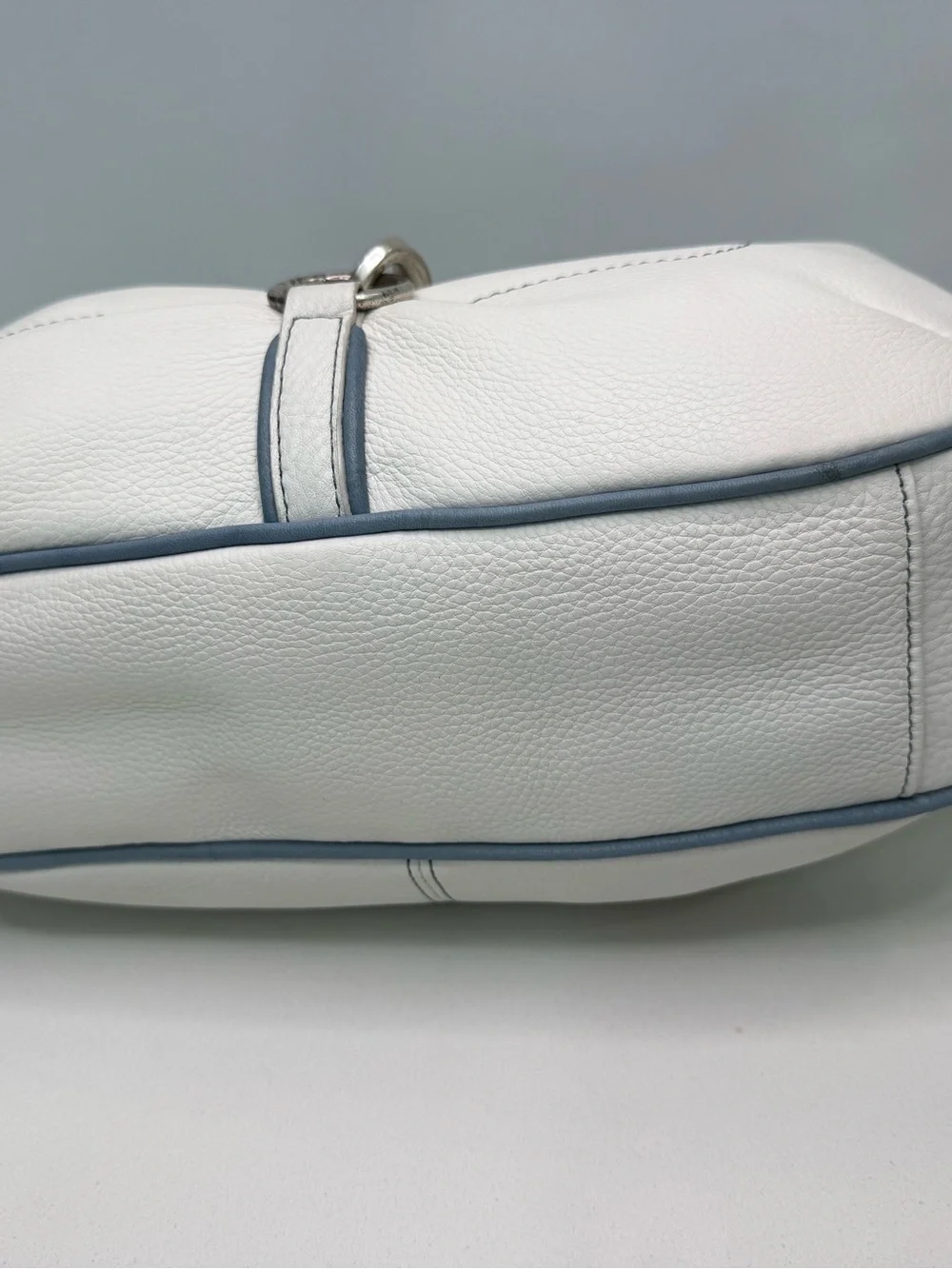 Vintage Fossil White Leather Hobo Shoulder Bag Y2K